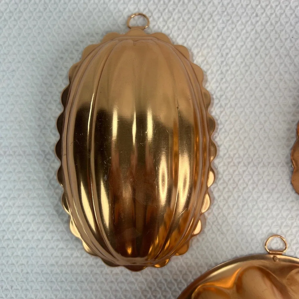 Vintage Copper Metal Kitchen Jello Cake Mold Set of 3 Wall Hangings Cottagecore‎